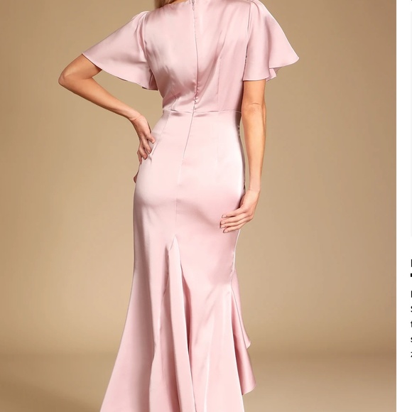 Lulus Eternal Bond Blush Satin Ruffled Flutter Sleeve Maxi Dress - Picture 2 of 3